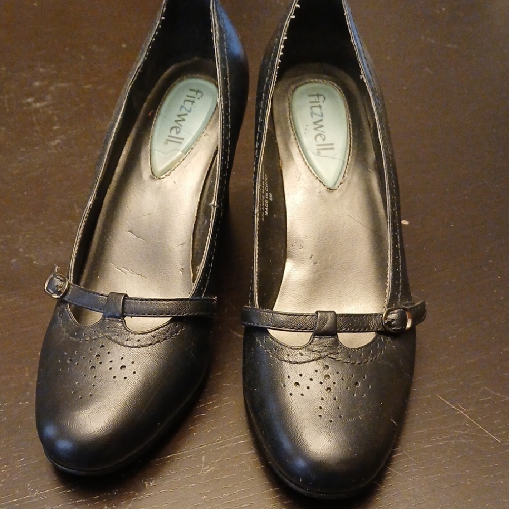 Black Leather Heels Y2k Women's Shoes